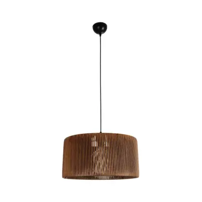 LEDTM® KYCLOS 203-0047 Boho Κρεμαστό Φωτιστικό Καπέλο Μονόφωτο 1 x E27 IP20 Καφέ Rattan - M40 x Π40 x Υ25.5cm - Image 4
