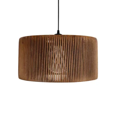 LEDTM® KYCLOS 203-0047 Boho Κρεμαστό Φωτιστικό Καπέλο Μονόφωτο 1 x E27 IP20 Καφέ Rattan - M40 x Π40 x Υ25.5cm - Image 5