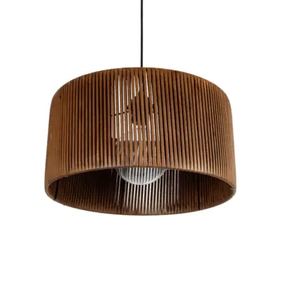 LEDTM® KYCLOS 203-0047 Boho Κρεμαστό Φωτιστικό Καπέλο Μονόφωτο 1 x E27 IP20 Καφέ Rattan - M40 x Π40 x Υ25.5cm - Image 6