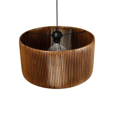 LEDTM® KYCLOS 203-0047 Boho Κρεμαστό Φωτιστικό Καπέλο Μονόφωτο 1 x E27 IP20 Καφέ Rattan - M40 x Π40 x Υ25.5cm - Image 7