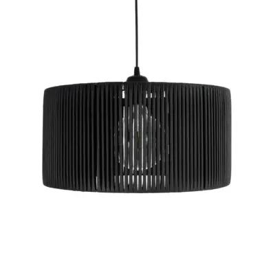 LEDTM® KYCLOS 203-0048 Boho Κρεμαστό Φωτιστικό Καπέλο Μονόφωτο 1 x E27 IP20 Μαύρο Rattan - M40 x Π40 x Υ25.5cm - Image 5