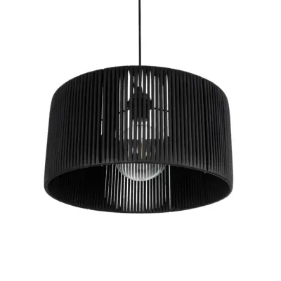 LEDTM® KYCLOS 203-0048 Boho Κρεμαστό Φωτιστικό Καπέλο Μονόφωτο 1 x E27 IP20 Μαύρο Rattan - M40 x Π40 x Υ25.5cm - Image 6