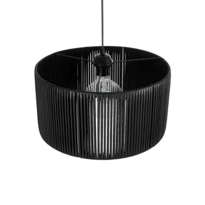 LEDTM® KYCLOS 203-0048 Boho Κρεμαστό Φωτιστικό Καπέλο Μονόφωτο 1 x E27 IP20 Μαύρο Rattan - M40 x Π40 x Υ25.5cm - Image 7