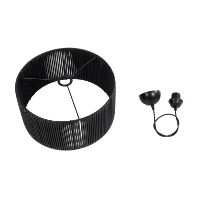 LEDTM® KYCLOS 203-0048 Boho Κρεμαστό Φωτιστικό Καπέλο Μονόφωτο 1 x E27 IP20 Μαύρο Rattan - M40 x Π40 x Υ25.5cm - Image 10