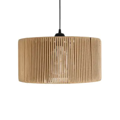 LEDTM® KYCLOS 203-0049 Boho Κρεμαστό Φωτιστικό Καπέλο Μονόφωτο 1 x E27 IP20 Μπεζ Rattan - M40 x Π40 x Υ25.5cm - Image 5