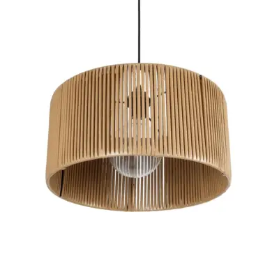LEDTM® KYCLOS 203-0049 Boho Κρεμαστό Φωτιστικό Καπέλο Μονόφωτο 1 x E27 IP20 Μπεζ Rattan - M40 x Π40 x Υ25.5cm - Image 6