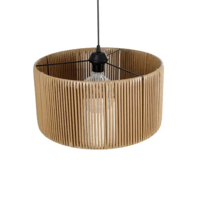 LEDTM® KYCLOS 203-0049 Boho Κρεμαστό Φωτιστικό Καπέλο Μονόφωτο 1 x E27 IP20 Μπεζ Rattan - M40 x Π40 x Υ25.5cm - Image 7