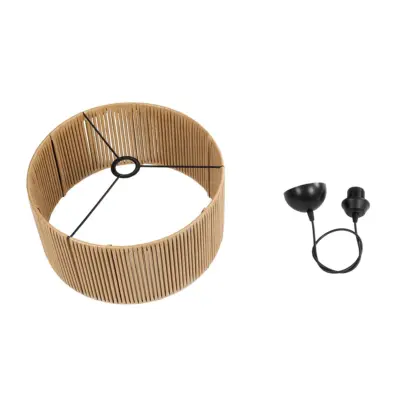 LEDTM® KYCLOS 203-0049 Boho Κρεμαστό Φωτιστικό Καπέλο Μονόφωτο 1 x E27 IP20 Μπεζ Rattan - M40 x Π40 x Υ25.5cm - Image 10