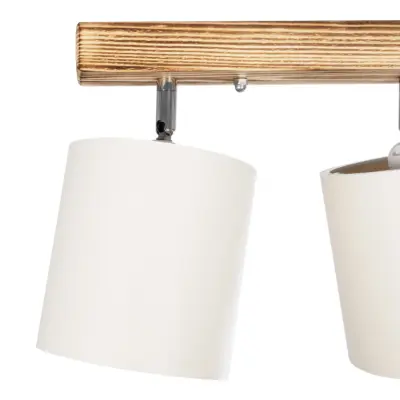 LEDTM® CUP 203-0055 Vintage Φωτιστικό Οροφής Ράγα Τρίφωτο 3 x E27 IP20 Μπεζ Ξύλο με Λευκό Ύφασμα - Μ60 x Π14 x Υ26cm - Image 6