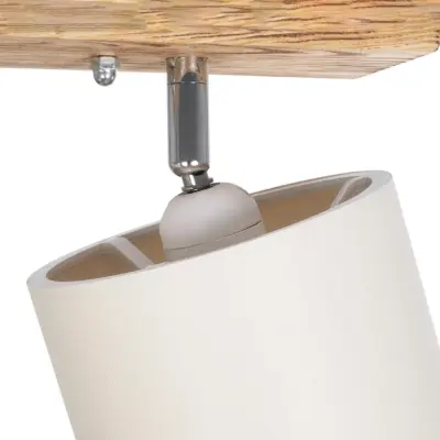 LEDTM® CUP 203-0056 Vintage Φωτιστικό Οροφής Ράγα Δίφωτο 2 x E27 IP20 Μπεζ Ξύλο με Λευκό Ύφασμα - Μ42 x Π14 x Υ26cm - Image 7