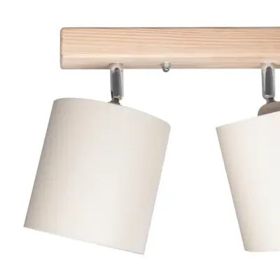 LEDTM® CUP 203-0058 Vintage Φωτιστικό Οροφής Ράγα Τρίφωτο 3 x E27 IP20 Μπέζ Ξύλο με Λευκό Ύφασμα - Μ60 x Π14 x Υ26cm - Image 6