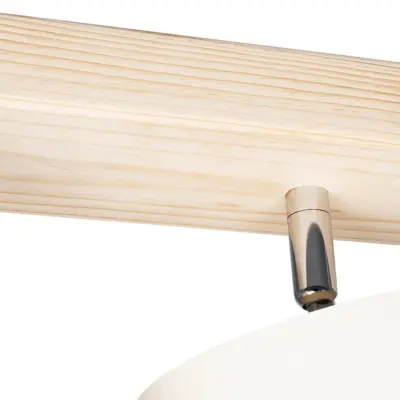 LEDTM® CUP 203-0058 Vintage Φωτιστικό Οροφής Ράγα Τρίφωτο 3 x E27 IP20 Μπέζ Ξύλο με Λευκό Ύφασμα - Μ60 x Π14 x Υ26cm - Image 7