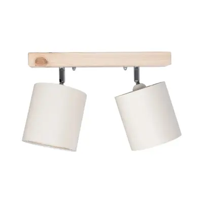 LEDTM® CUP 203-0059 Vintage Φωτιστικό Οροφής Ράγα Δίφωτο 2 x E27 IP20 Μπέζ Ξύλο με Λευκό Ύφασμα - Μ42 x Π14 x Υ26cm - Image 5