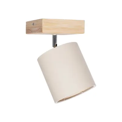 LEDTM® CUP 203-0060 Vintage Φωτιστικό Οροφής Σποτ Μονόφωτο 1 x E27 IP20 Μπέζ Ξύλο με Λευκό Ύφασμα - Μ14.5 x Π14.5 x Υ25cm - Image 6