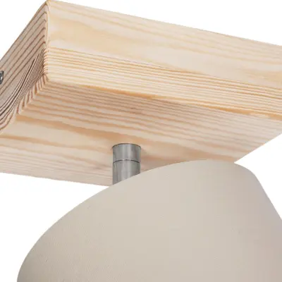 LEDTM® CUP 203-0060 Vintage Φωτιστικό Οροφής Σποτ Μονόφωτο 1 x E27 IP20 Μπέζ Ξύλο με Λευκό Ύφασμα - Μ14.5 x Π14.5 x Υ25cm - Image 8