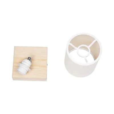 LEDTM® CUP 203-0060 Vintage Φωτιστικό Οροφής Σποτ Μονόφωτο 1 x E27 IP20 Μπέζ Ξύλο με Λευκό Ύφασμα - Μ14.5 x Π14.5 x Υ25cm - Image 9