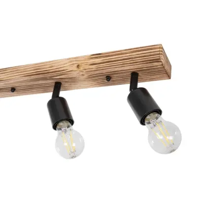 LEDTM® CUP 203-0061 Vintage Φωτιστικό Οροφής Ράγα Τρίφωτο 3 x E27 IP20 Μαύρο Μέταλλο με Μπέζ Ξύλο - Μ50 x Π8 x Υ15cm - Image 6