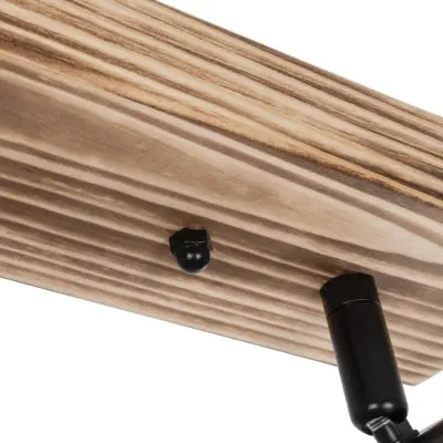 LEDTM® CUP 203-0061 Vintage Φωτιστικό Οροφής Ράγα Τρίφωτο 3 x E27 IP20 Μαύρο Μέταλλο με Μπέζ Ξύλο - Μ50 x Π8 x Υ15cm - Image 7