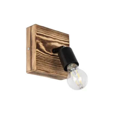 LEDTM® CUP 203-0062 Vintage Επιτοίχιο Φωτιστικό Απλίκα Μονόφωτο 1 x E27 IP20 Καφέ Ξύλο με Μαύρο Πλαστικό - Μ14.5 x Π14 x Υ15cm