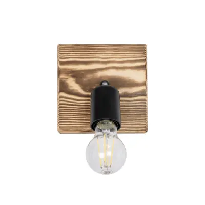 LEDTM® CUP 203-0062 Vintage Επιτοίχιο Φωτιστικό Απλίκα Μονόφωτο 1 x E27 IP20 Καφέ Ξύλο με Μαύρο Πλαστικό - Μ14.5 x Π14 x Υ15cm - Image 4