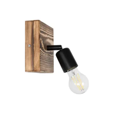 LEDTM® CUP 203-0062 Vintage Επιτοίχιο Φωτιστικό Απλίκα Μονόφωτο 1 x E27 IP20 Καφέ Ξύλο με Μαύρο Πλαστικό - Μ14.5 x Π14 x Υ15cm - Image 5