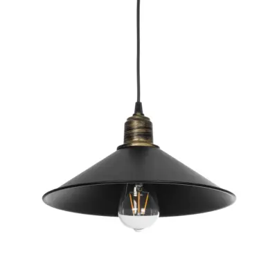 LEDTM® FERRO 203-0082 Μοντέρνο Κρεμαστό Φωτιστικό Καμπάνα Μονόφωτο 1 x E27 IP20 Μαύρο & Μπρούτζινο Πλαστικό - Μ30 x Π30 x Υ15cm