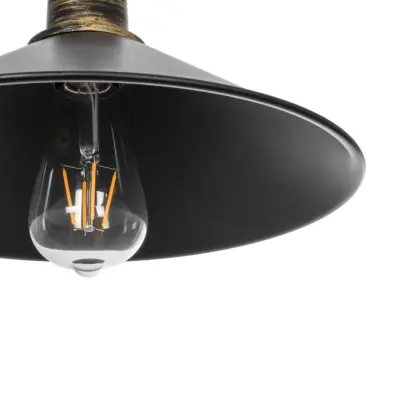 LEDTM® FERRO 203-0082 Μοντέρνο Κρεμαστό Φωτιστικό Καμπάνα Μονόφωτο 1 x E27 IP20 Μαύρο & Μπρούτζινο Πλαστικό - Μ30 x Π30 x Υ15cm - Image 8
