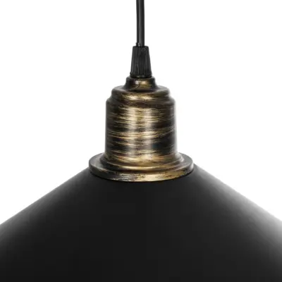 LEDTM® FERRO 203-0082 Μοντέρνο Κρεμαστό Φωτιστικό Καμπάνα Μονόφωτο 1 x E27 IP20 Μαύρο & Μπρούτζινο Πλαστικό - Μ30 x Π30 x Υ15cm - Image 9