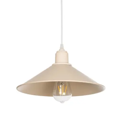LEDTM® FERRO 203-0086 Μοντέρνο Κρεμαστό Φωτιστικό Καμπάνα Μονόφωτο 1 x E27 IP20 Μπεζ Πλαστικό - Μ30 x Π30 x Υ15cm