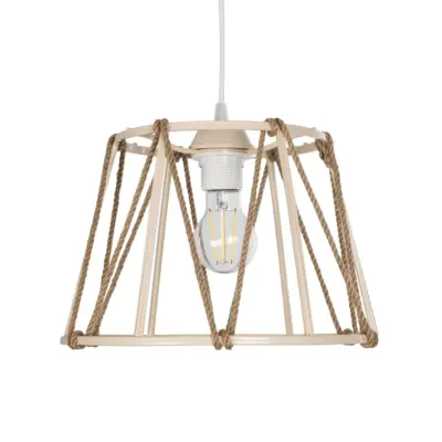 LEDTM® JUTE 203-0092 Μοντέρνο Κρεμαστό Φωτιστικό Σχοινί Μονόφωτο 1 x E27 IP20 Μπεζ Πλαστικό με Μπεζ Σχοινί - Μ30 x Π30 x Υ23cm - Image 5