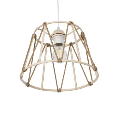 LEDTM® JUTE 203-0092 Μοντέρνο Κρεμαστό Φωτιστικό Σχοινί Μονόφωτο 1 x E27 IP20 Μπεζ Πλαστικό με Μπεζ Σχοινί - Μ30 x Π30 x Υ23cm - Image 6