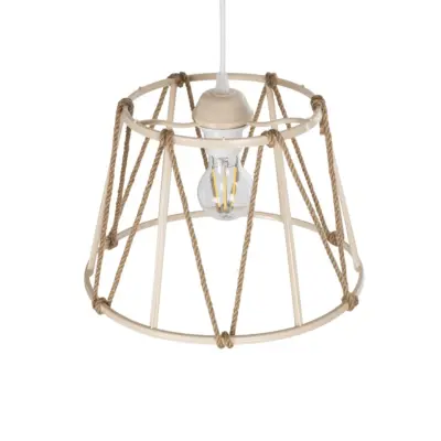 LEDTM® JUTE 203-0092 Μοντέρνο Κρεμαστό Φωτιστικό Σχοινί Μονόφωτο 1 x E27 IP20 Μπεζ Πλαστικό με Μπεζ Σχοινί - Μ30 x Π30 x Υ23cm - Image 7