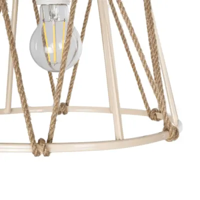 LEDTM® JUTE 203-0092 Μοντέρνο Κρεμαστό Φωτιστικό Σχοινί Μονόφωτο 1 x E27 IP20 Μπεζ Πλαστικό με Μπεζ Σχοινί - Μ30 x Π30 x Υ23cm - Image 8