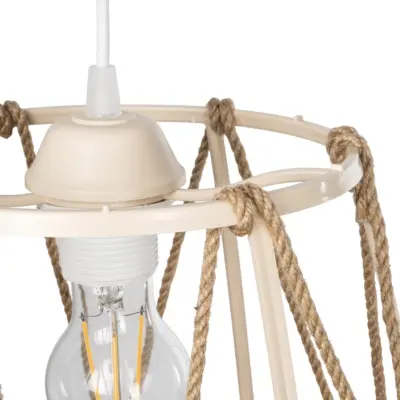 LEDTM® JUTE 203-0092 Μοντέρνο Κρεμαστό Φωτιστικό Σχοινί Μονόφωτο 1 x E27 IP20 Μπεζ Πλαστικό με Μπεζ Σχοινί - Μ30 x Π30 x Υ23cm - Image 9