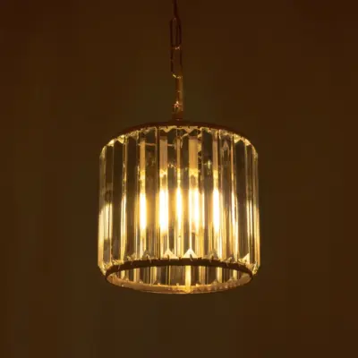 LEDTM® GLAMOROUS 203-0093 Κλασικό Κρεμαστό Φωτιστικό Κρύσταλλα Μονόφωτο 1 x E27 IP20 Χρυσό Μέταλλο με Διάφανο Κρύσταλλο - Μ19 x Π19 x Υ16.5cm - Image 3
