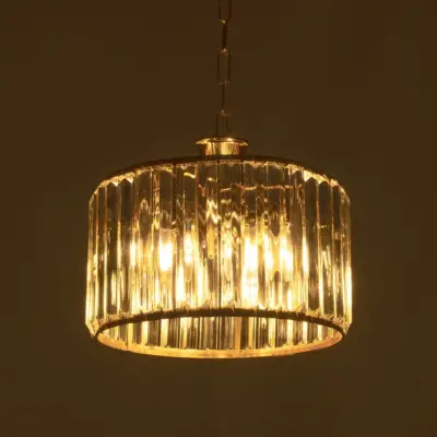 LEDTM® GLAMOROUS 203-0094 Κλασικό Κρεμαστό Φωτιστικό Κρύσταλλα Τρίφωτο 3 x E27 IP20 Χρυσό Μεταλλό με Διάφανο Κρύσταλλο - Μ28 x Π28 x Υ21.5cm - Image 3
