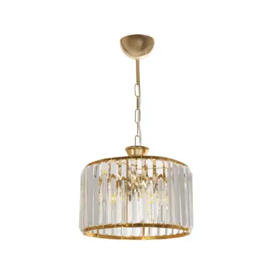 LEDTM® GLAMOROUS 203-0094 Κλασικό Κρεμαστό Φωτιστικό Κρύσταλλα Τρίφωτο 3 x E27 IP20 Χρυσό Μεταλλό με Διάφανο Κρύσταλλο - Μ28 x Π28 x Υ21.5cm - Image 4