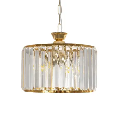 LEDTM® GLAMOROUS 203-0094 Κλασικό Κρεμαστό Φωτιστικό Κρύσταλλα Τρίφωτο 3 x E27 IP20 Χρυσό Μεταλλό με Διάφανο Κρύσταλλο - Μ28 x Π28 x Υ21.5cm - Image 5