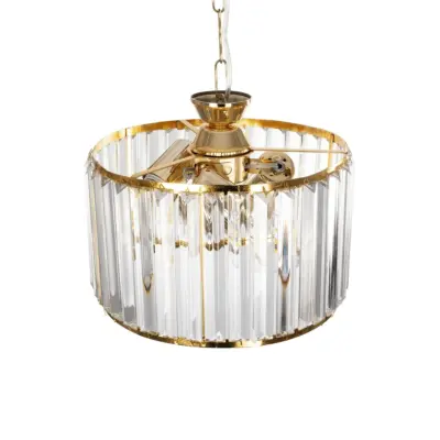 LEDTM® GLAMOROUS 203-0094 Κλασικό Κρεμαστό Φωτιστικό Κρύσταλλα Τρίφωτο 3 x E27 IP20 Χρυσό Μεταλλό με Διάφανο Κρύσταλλο - Μ28 x Π28 x Υ21.5cm - Image 7