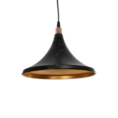 LEDTM® MARBLE 203-0099 Μοντέρνο Κρεμαστό Φωτιστικό Καμπάνα Μονόφωτο 1 x E27 IP20 Μαύρο & Χρυσό Πλαστικό - Μ30 x Π30 x Υ20cm