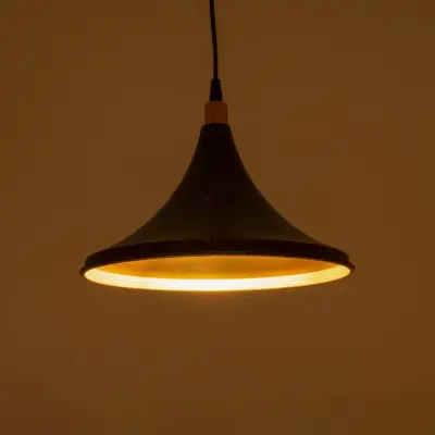 LEDTM® MARBLE 203-0099 Μοντέρνο Κρεμαστό Φωτιστικό Καμπάνα Μονόφωτο 1 x E27 IP20 Μαύρο & Χρυσό Πλαστικό - Μ30 x Π30 x Υ20cm - Image 3