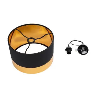 LEDTM® ZYKLUS 203-0100 Μοντέρνο Κρεμαστό Φωτιστικό Καπέλο Μονόφωτο 1 x E27 IP20 Μαύρο Ύφασμα με Χρυσό Μέταλλο - Μ36 x Π36 x Υ25cm - Image 11