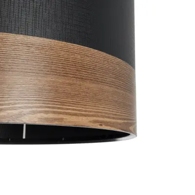 LEDTM® ZYKLUS 203-0101 Μοντέρνο Κρεμαστό Φωτιστικό Καπέλο Μονόφωτο 1 x E27 IP20 Μαύρο Ύφασμα με Καρυδί Ξύλο - Μ36 x Π36 x Υ25cm - Image 8
