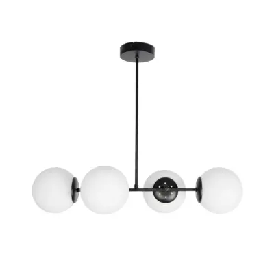 LEDTM® GLOBUS 203-0104 Μοντέρνο Φωτιστικό Οροφής Μπάλα Πολύφωτο 4 x E27 IP20 Μαύρο Μέταλλο με Λευκό Γυαλί - Μ70 x Π34 x Υ15cm - Image 4