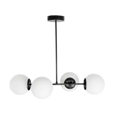LEDTM® GLOBUS 203-0104 Μοντέρνο Φωτιστικό Οροφής Μπάλα Πολύφωτο 4 x E27 IP20 Μαύρο Μέταλλο με Λευκό Γυαλί - Μ70 x Π34 x Υ15cm - Image 6