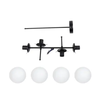 LEDTM® GLOBUS 203-0104 Μοντέρνο Φωτιστικό Οροφής Μπάλα Πολύφωτο 4 x E27 IP20 Μαύρο Μέταλλο με Λευκό Γυαλί - Μ70 x Π34 x Υ15cm - Image 9
