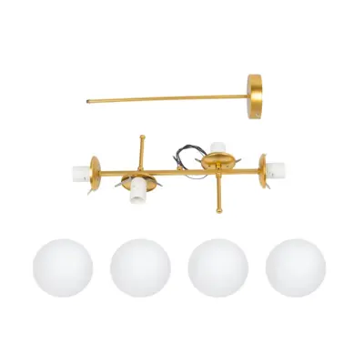 LEDTM® GLOBUS 203-0105 Μοντέρνο Φωτιστικό Οροφής Μπάλα Πολύφωτο 4 x E27 IP20 Χρυσό Μέταλλο με Λευκό Γυαλί - Μ70 x Π15 x Υ34cm - Image 10