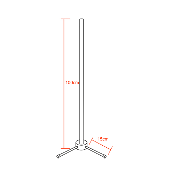 Μοντέρνο Minimal Επιδαπέδιο Μαύρο Φωτιστικό 100cm LED 16 Watt με Ασύρματο Χειριστήριο RF & Dimmer Θερμό Λευκό 3000k LEDTM ALIEN Design GLOBO-100-3 - Image 2