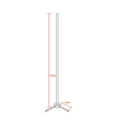 Alternative view of Μοντέρνο Minimal Επιδαπέδιο Μαύρο Φωτιστικό 150cm LED 24 Watt με Ασύρματο Χειριστήριο 2.4G RF & Dimmer RGBW+WW Πολύχρωμο Digital Magic Dot Pixel LEDTM ALIEN Design GLOBO-150-11