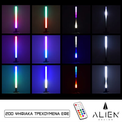 LEDTM® ALIEN-DIVA-BLACK-50-11 ALIEN Design DIVA Μοντέρνο Minimal Nordic Μεταλλικό Φωτιστικό Επιτραπέζιο - Πορτατίφ - Λαμπατέρ Μαύρο LED 10W 1500lm με Ασύρματο Χειριστήριο RF & Dimmer IP20 Πολύχρωμο RGBW Ψηφιακή με Τρεχούμενα Εφέ  Μ3 x Π1.6 x Υ50cm - Image 5